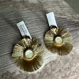 Elegant Gold and White Statement Earrings